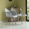 Mid-Century Modern Style Fabric Lined Armchair with Beech Wooden Legs